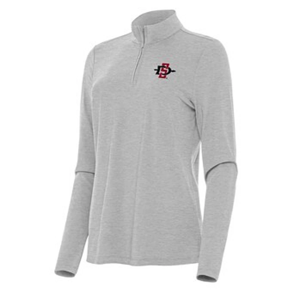 Women's Antigua Heather San Diego State Aztecs Bright Quarter-Zip Top