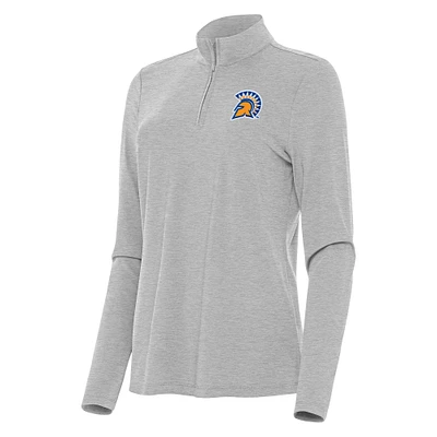 Women's Antigua Heather San Jose State Spartans Bright Quarter-Zip Top