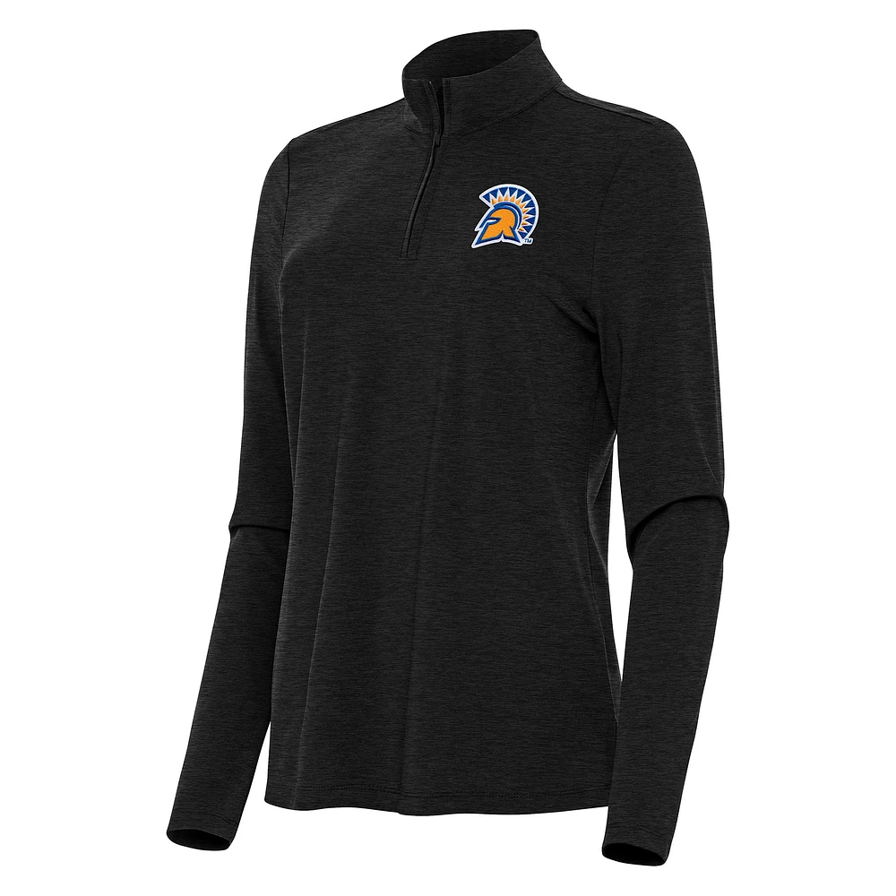 Women's Antigua Heather Black San Jose State Spartans Bright Quarter-Zip Top