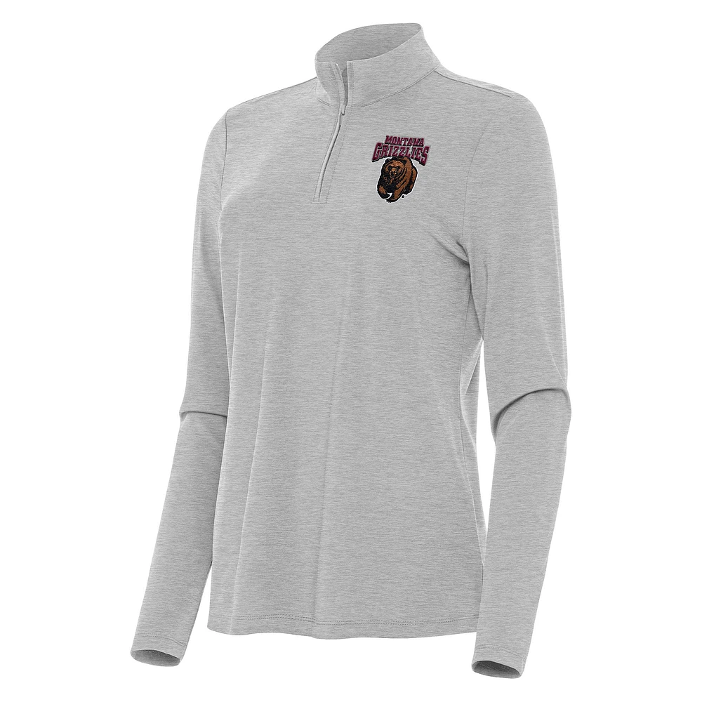 Women's Antigua Heather Montana Grizzlies Bright Quarter-Zip Top