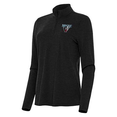 Women's Antigua Heather Black Maine Bears Bright Quarter-Zip Top
