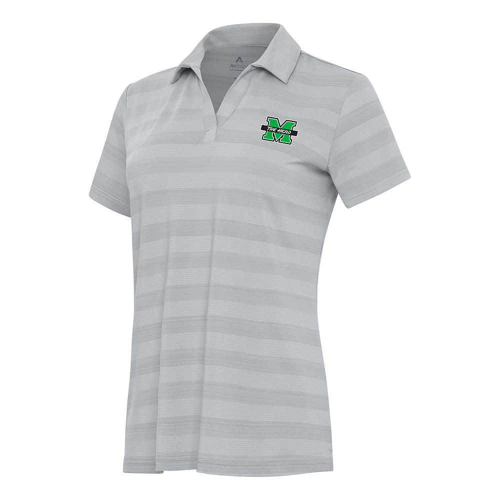 Women's Antigua Gray Marshall Thundering Herd Tunnel Polo