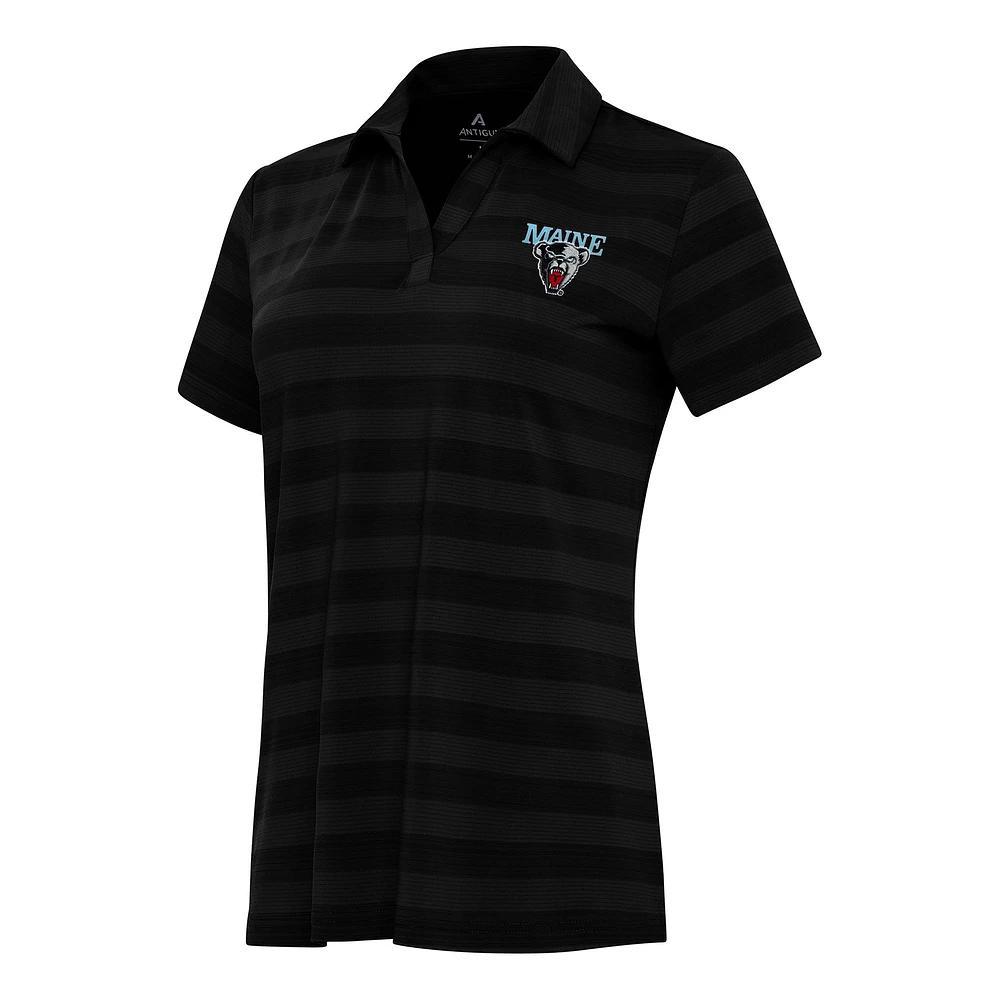 Women's Antigua Black Maine Bears Tunnel Polo