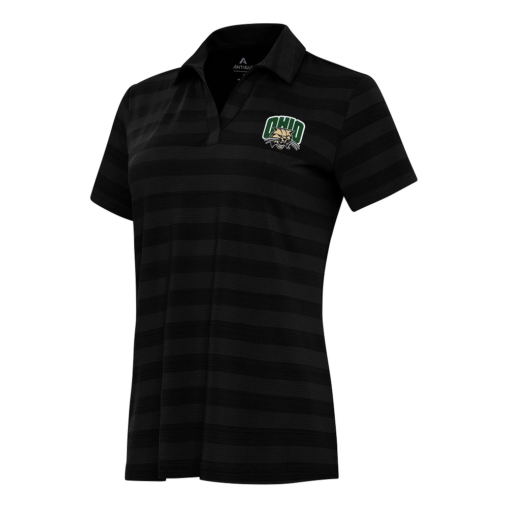Women's Antigua Black Ohio Bobcats Tunnel Polo