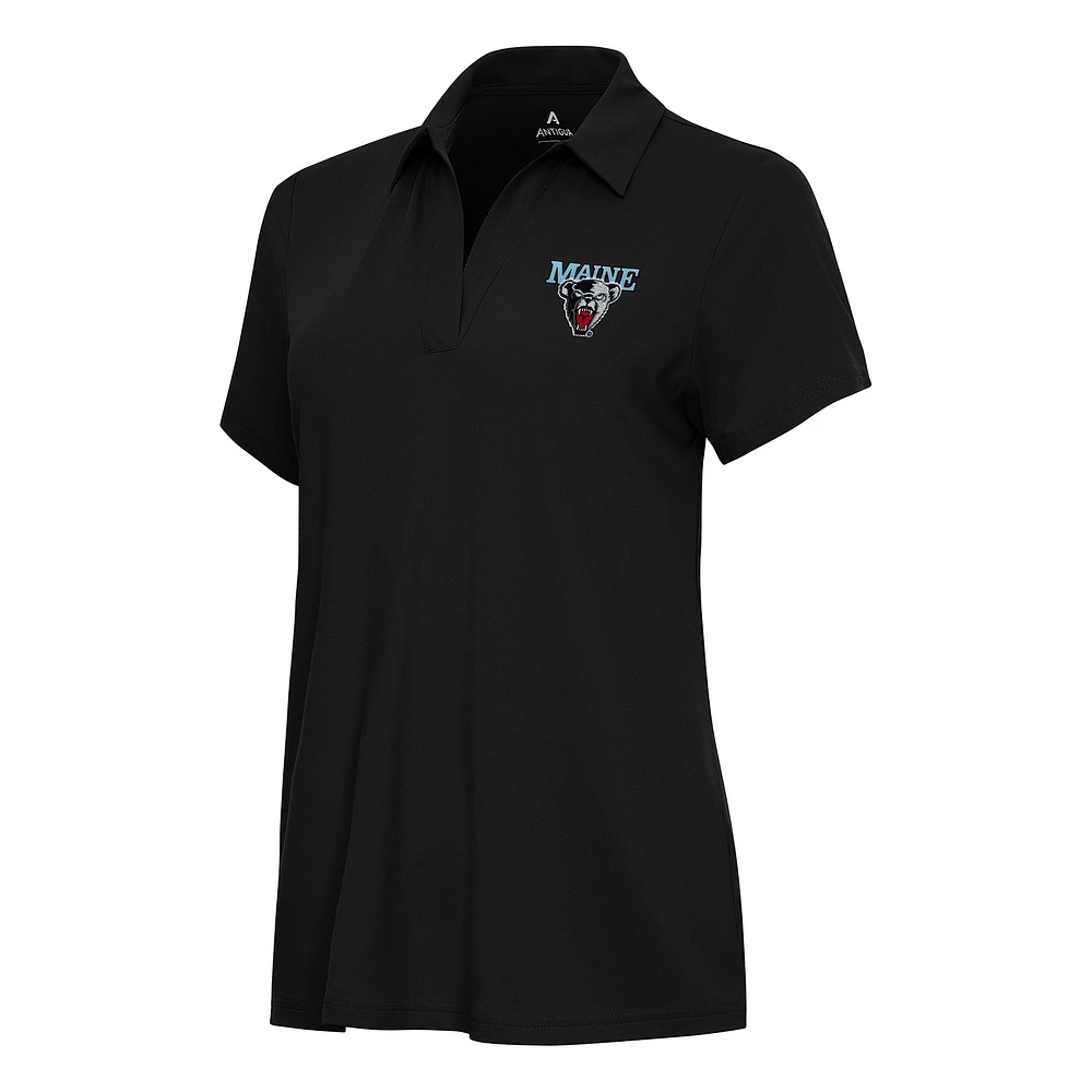 Women's Antigua Black Maine Bears Era Polo