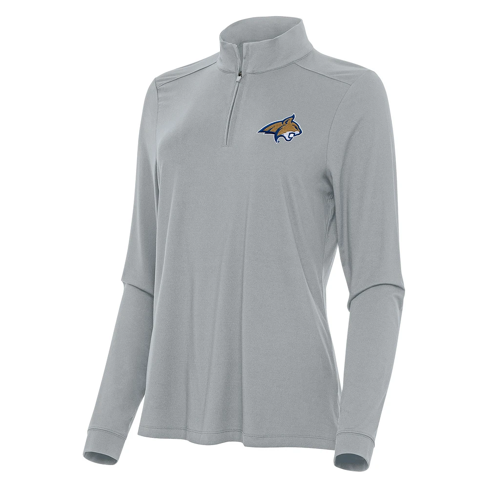 Women's Antigua Gray Montana State Bobcats Intent Quarter-Zip Top
