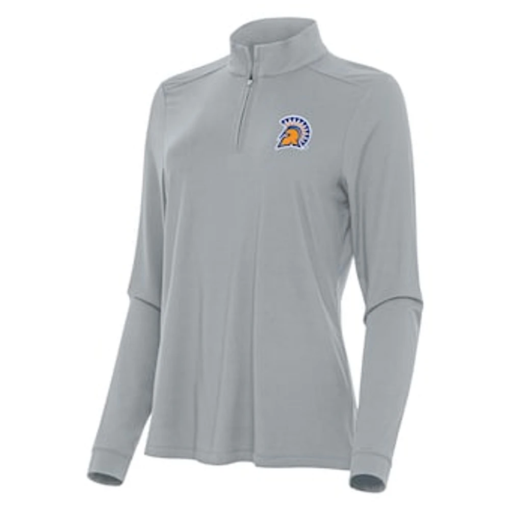 Women's Antigua Gray San Jose State Spartans Intent Quarter-Zip Top