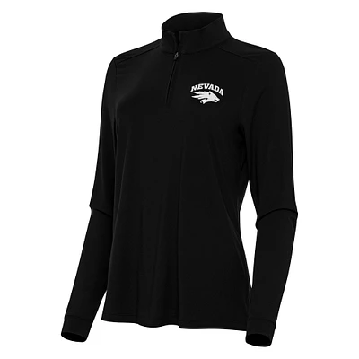 Women's Antigua Black Nevada Wolf Pack Intent Quarter-Zip Top