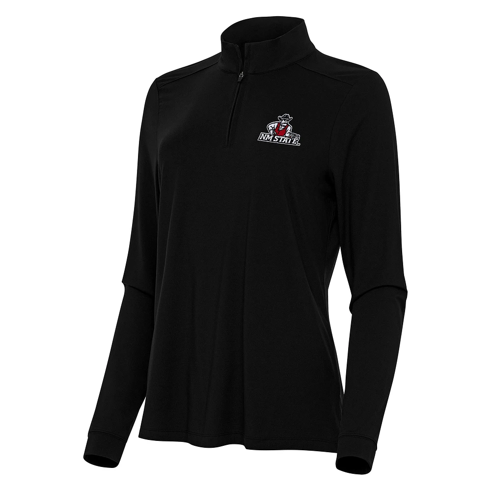 Women's Antigua Black New Mexico State Aggies Intent Quarter-Zip Top