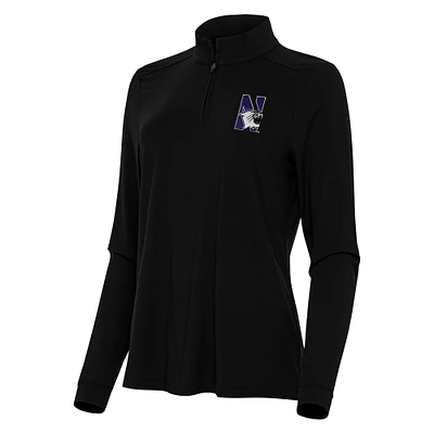 Women's Antigua Black Northwestern Wildcats Intent Quarter-Zip Top