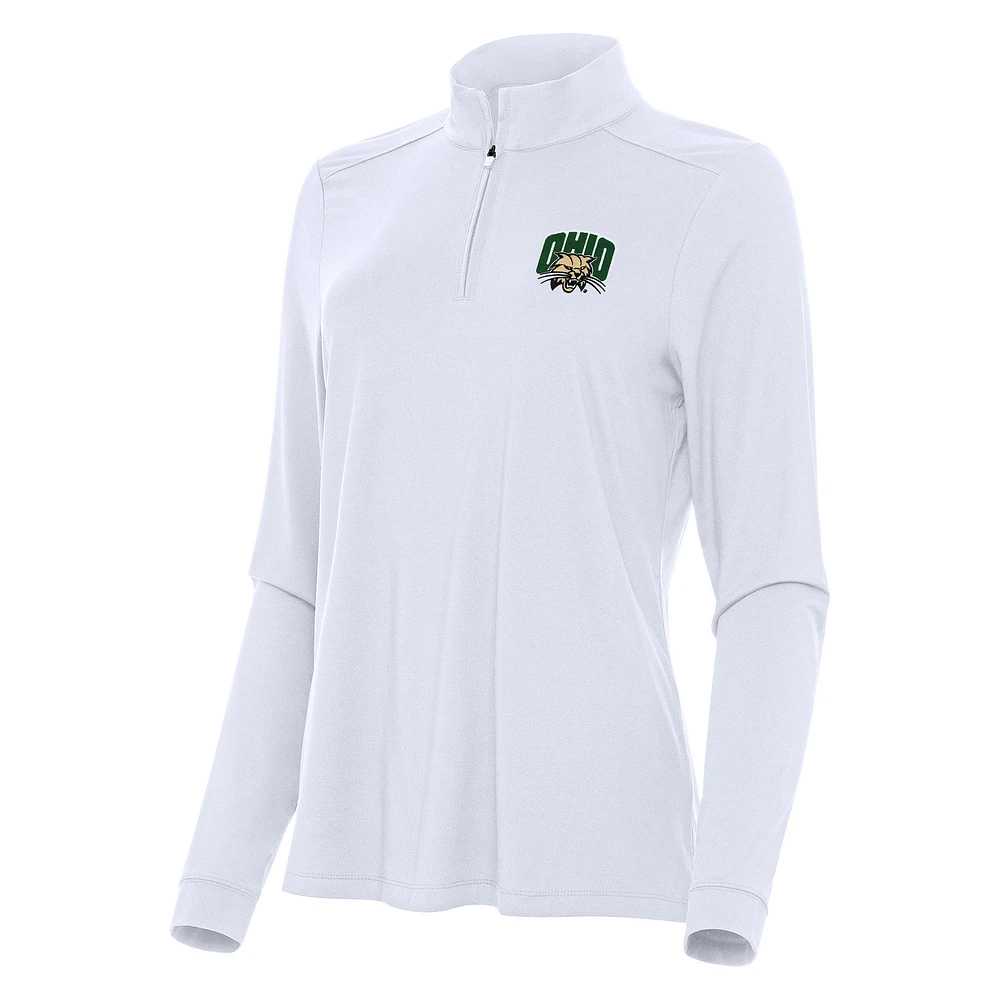 Women's Antigua White Ohio Bobcats Intent Quarter-Zip Top
