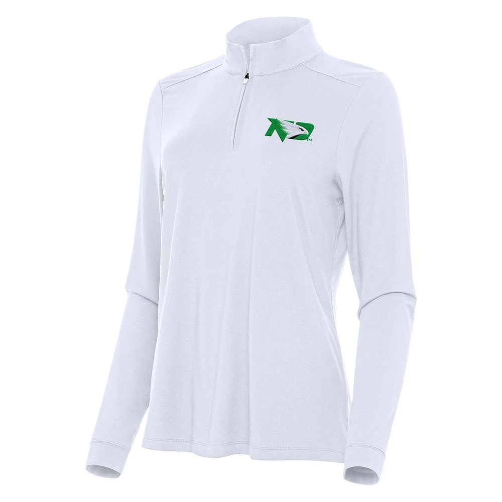 Women's Antigua White North Dakota Intent Quarter-Zip Top