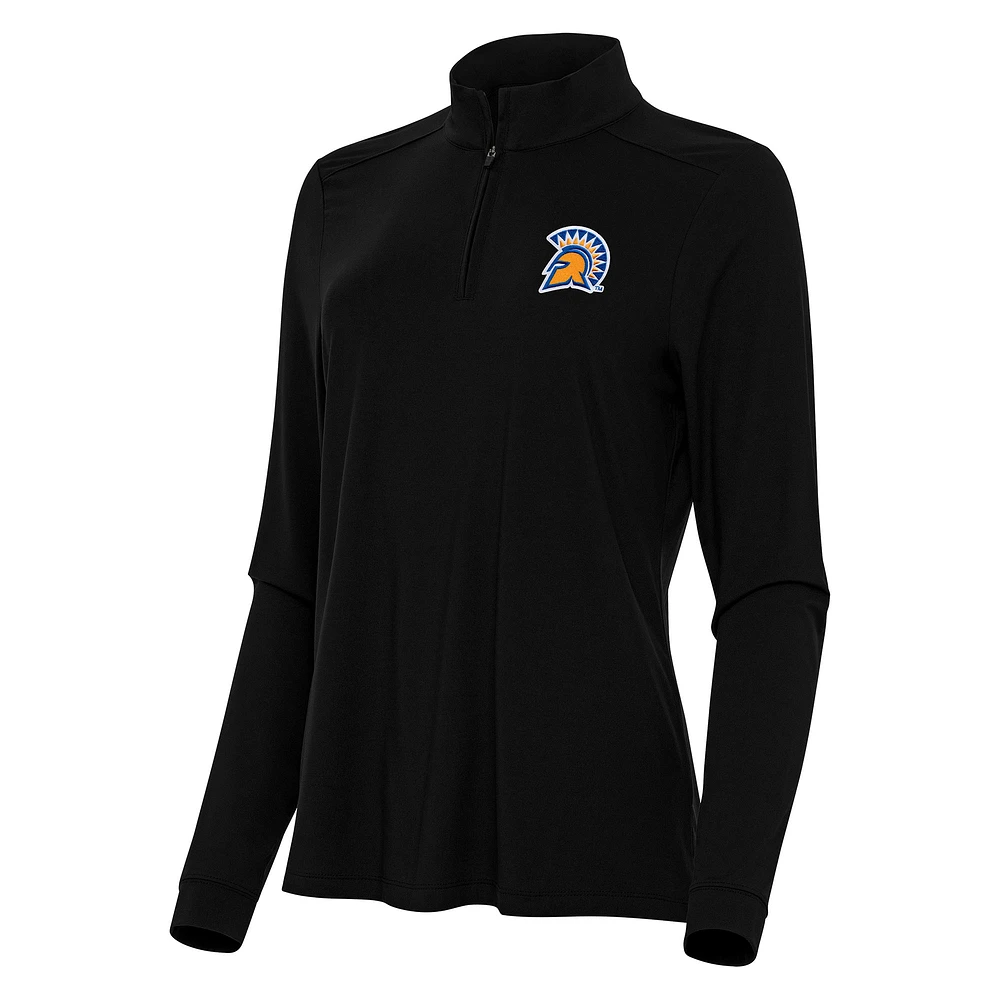 Women's Antigua Black San Jose State Spartans Intent Quarter-Zip Top