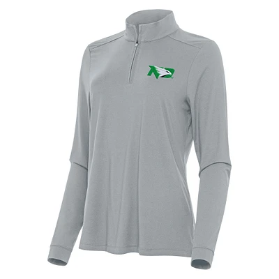 Women's Antigua Gray North Dakota Intent Quarter-Zip Top