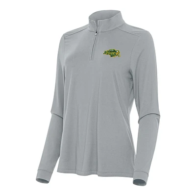 Women's Antigua Gray North Dakota (State) Intent Quarter-Zip Top