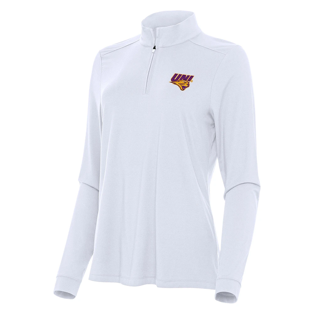 Women's Antigua White Northern Iowa Panthers Intent Quarter-Zip Top