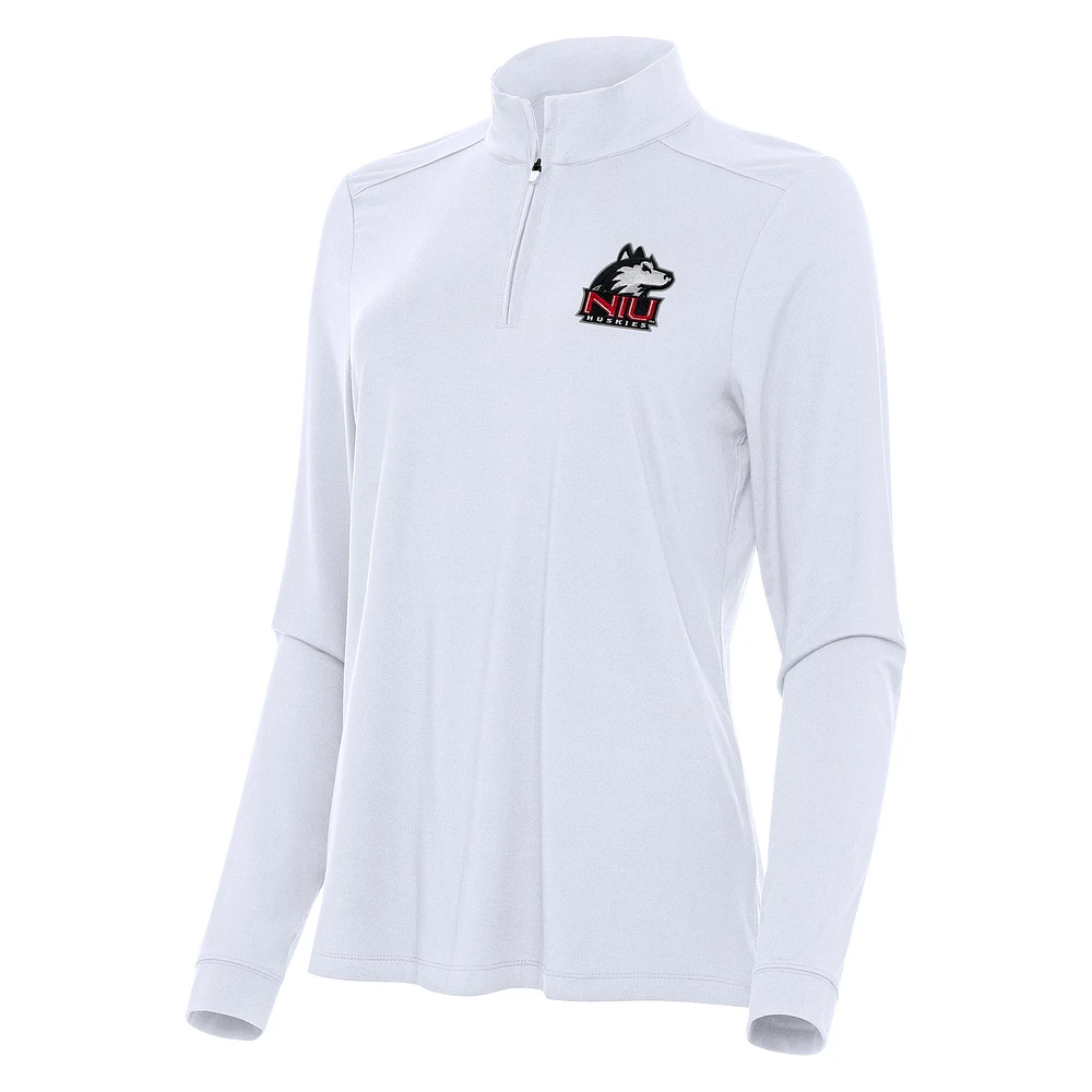 Women's Antigua White Northern Illinois Huskies Intent Quarter-Zip Top