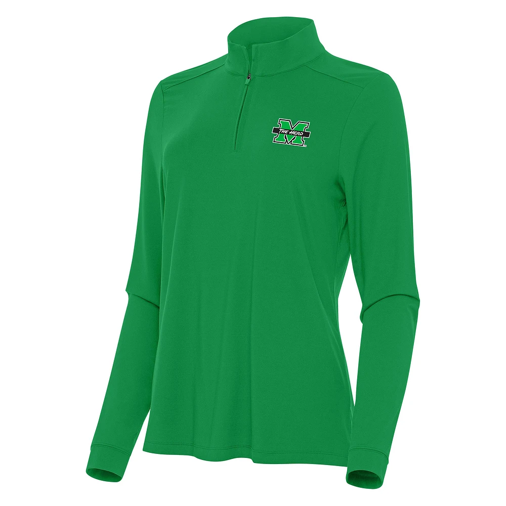 Women's Antigua Kelly Green Marshall Thundering Herd Intent Quarter-Zip Top