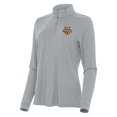 Women's Antigua Gray Marquette Golden Eagles Intent Quarter-Zip Top