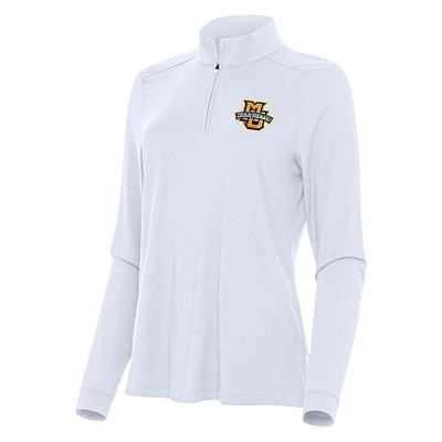 Women's Antigua White Marquette Golden Eagles Intent Quarter-Zip Top
