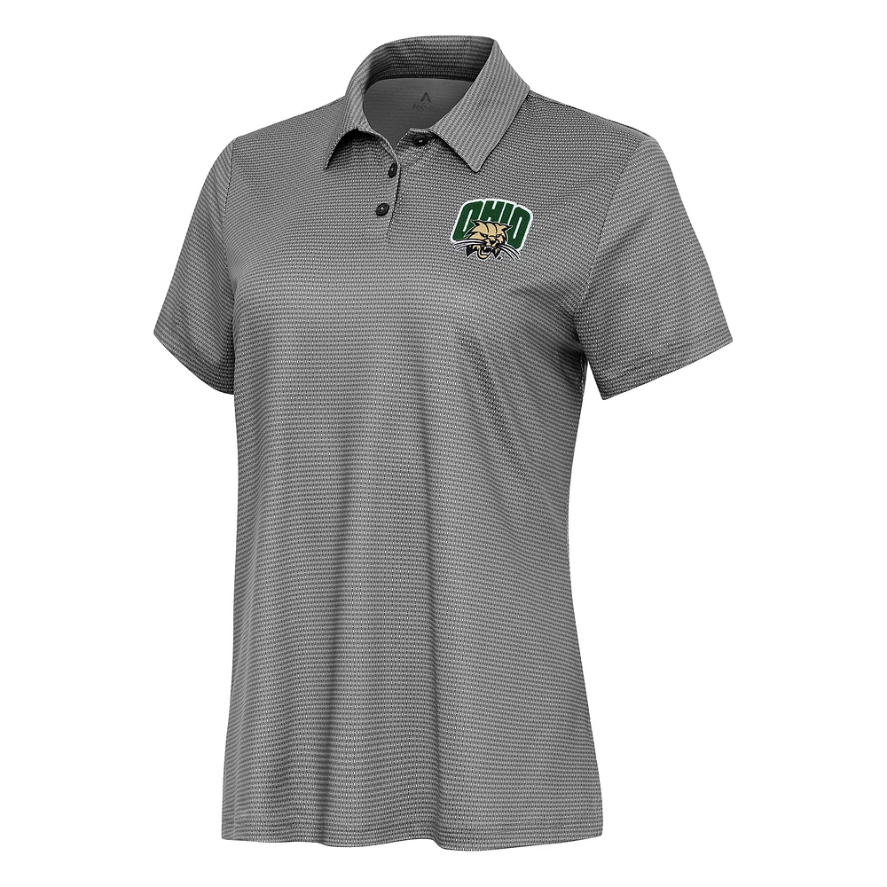 Women's Antigua White/Black Ohio Bobcats Rings Polo