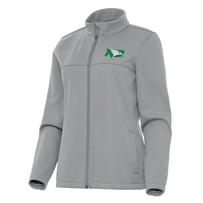 Women's Antigua Gray North Dakota Links 2 Full-Zip Golf Jacket