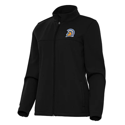 Women's Antigua Black San Jose State Spartans Links 2 Full-Zip Golf Jacket