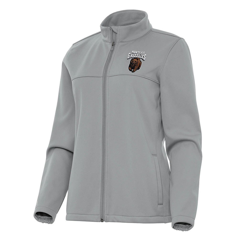 Women's Antigua Black Montana Grizzlies Links 2 Full-Zip Golf Jacket