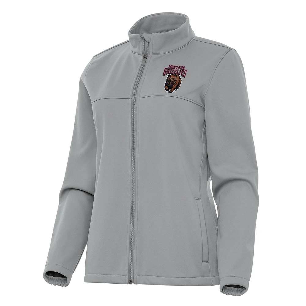 Women's Antigua Gray Montana Grizzlies Links 2 Full-Zip Golf Jacket