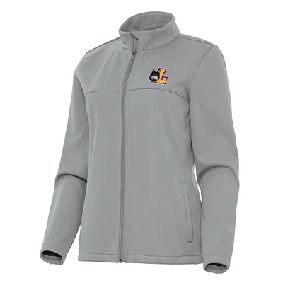 Women's Antigua Gray Loyola Chicago Ramblers Links 2 Full-Zip Golf Jacket