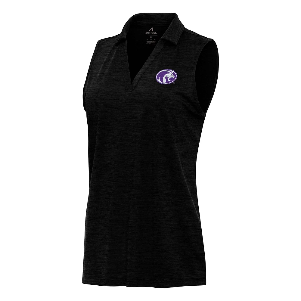 Women's Antigua Heather Black North Alabama Lions Layout Sleeveless V-Neck Polo