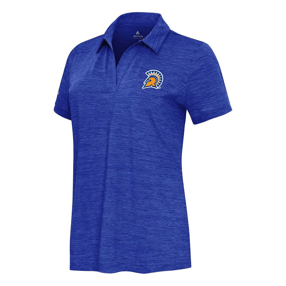 Women's Antigua Heather Royal San Jose State Spartans Layout V-Neck Polo