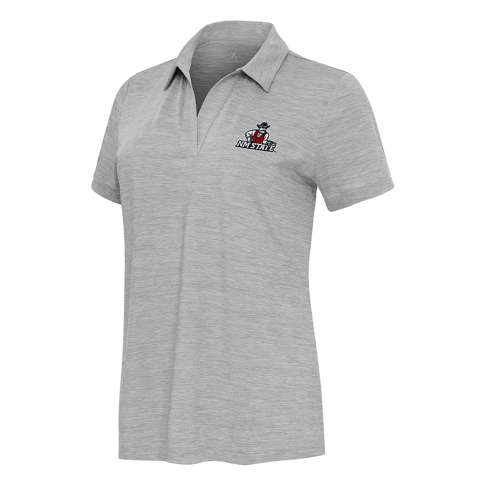 Women's Antigua Heather Gray New Mexico State Aggies Layout V-Neck Polo