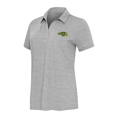 Women's Antigua Heather Gray NDSU Bison Layout V-Neck Polo