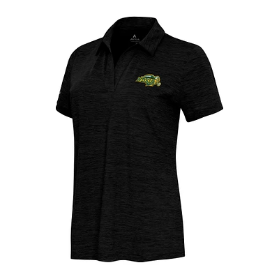 Women's Antigua Heather Black NDSU Bison Layout V-Neck Polo