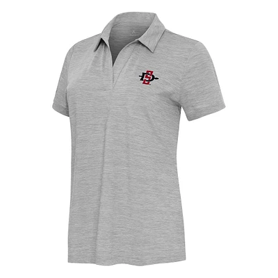 Women's Antigua Heather San Diego State Aztecs Layout V-Neck Polo
