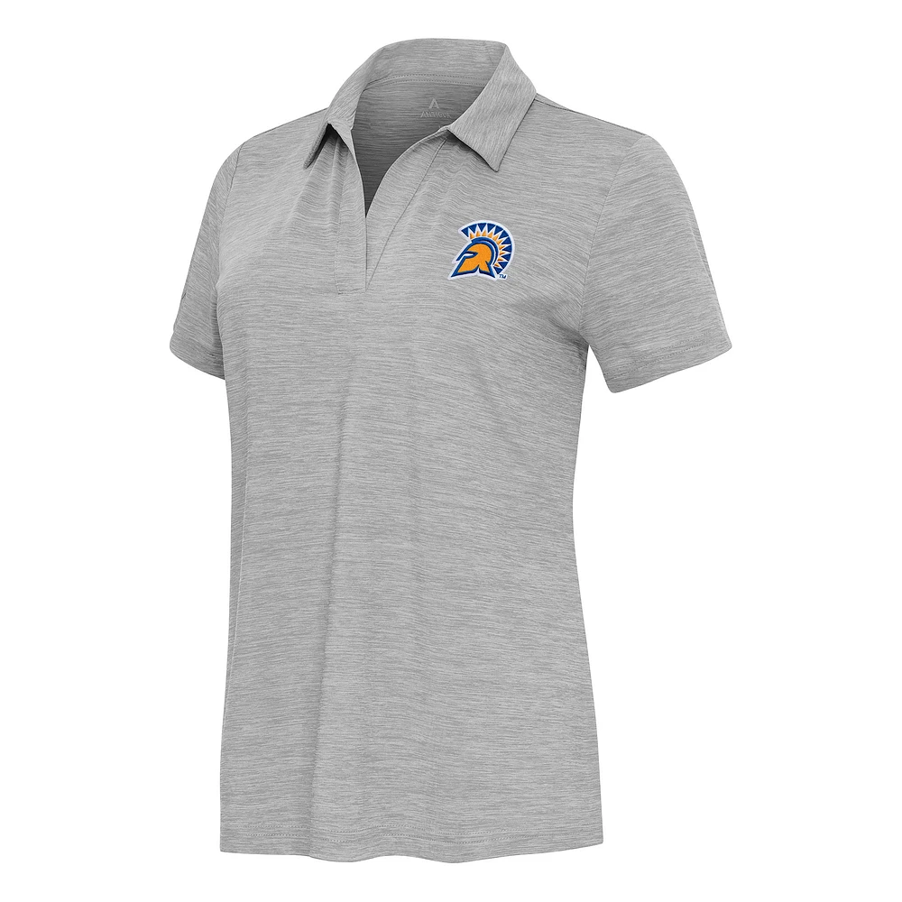 Women's Antigua Heather Gray San Jose State Spartans Layout V-Neck Polo