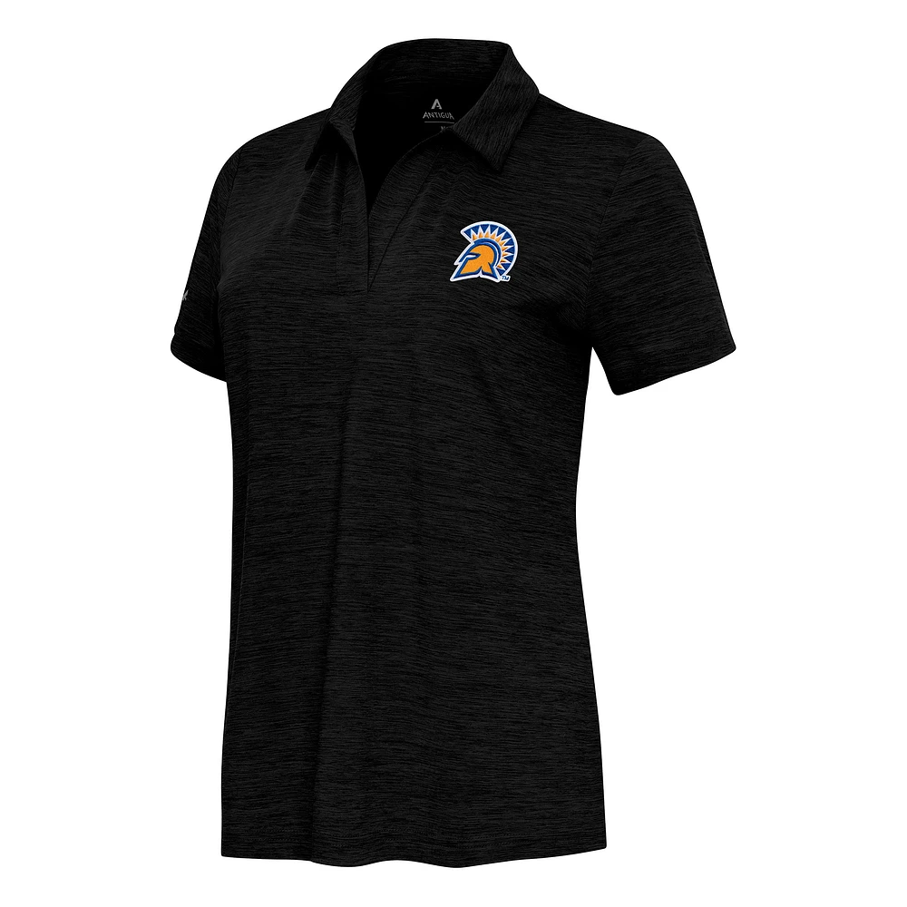 Women's Antigua Heather Black San Jose State Spartans Layout V-Neck Polo