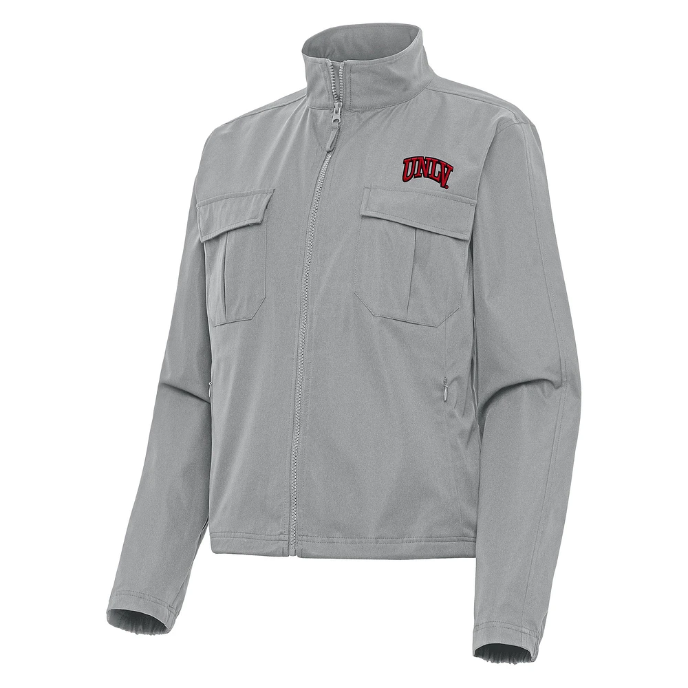 Women's Antigua Gray UNLV Rebels Even Par Full-Zip Jacket