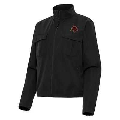 Women's Antigua Black Texas State Bobcats Even Par Full-Zip Jacket