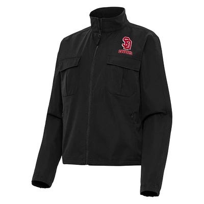 Women's Antigua  Black South Dakota Coyotes Even Par Full-Zip Jacket