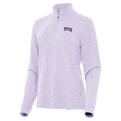 Women's Antigua Lavender TCU Horned Frogs Mentor Long Sleeve Quarter-Zip Mock Polo