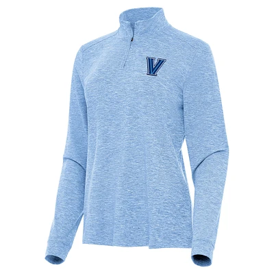 Women's Antigua Heather Powder Blue Villanova Wildcats Mentor Long Sleeve Quarter-Zip Mock Polo