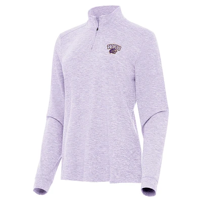 Women's Antigua Lavender Western Carolina Catamounts Mentor Long Sleeve Quarter-Zip Mock Polo