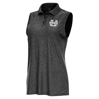 Women's Antigua Heather Utah State Aggies Recap Sleeveless Polo