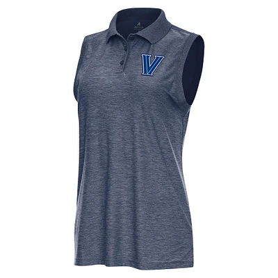 Women's Antigua Heather Navy Villanova Wildcats Recap Sleeveless Polo