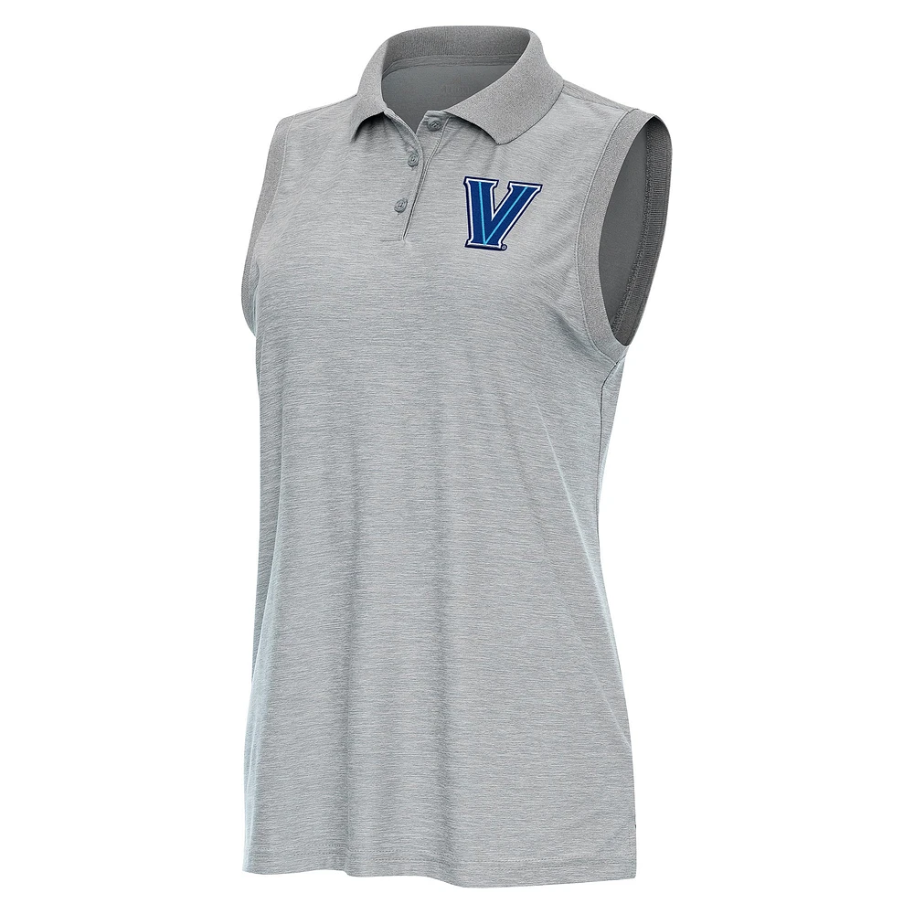 Women's Antigua Heather Gray Villanova Wildcats Recap Sleeveless Polo