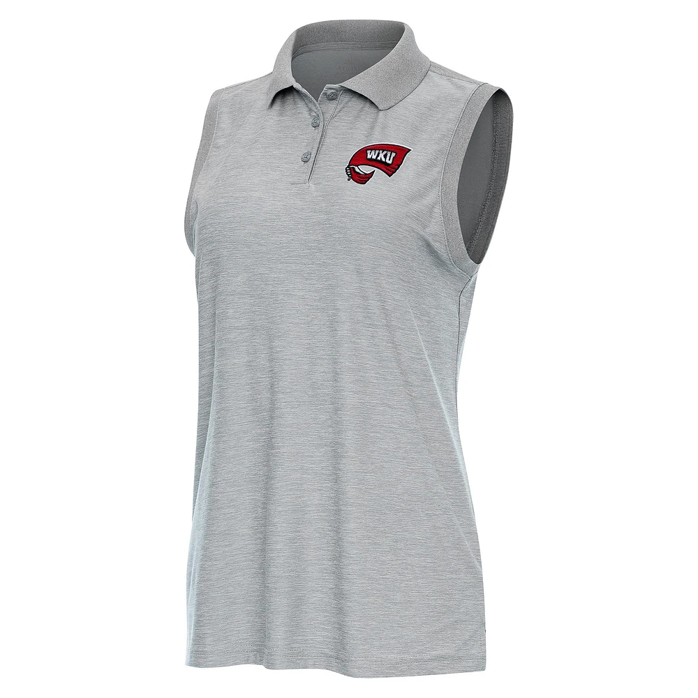 Women's Antigua Heather Gray Western Kentucky Hilltoppers Recap Sleeveless Polo