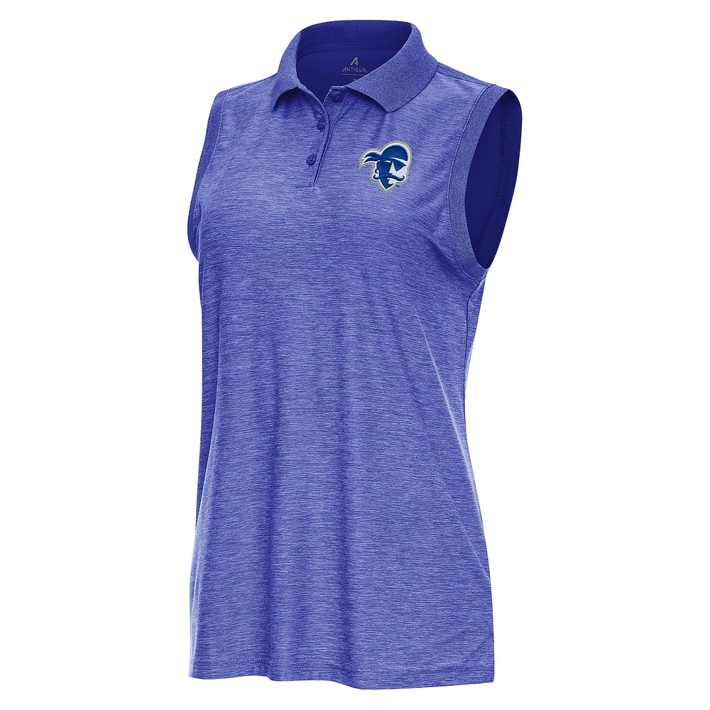 Women's Antigua Heather Royal Seton Hall Pirates Recap Sleeveless Polo