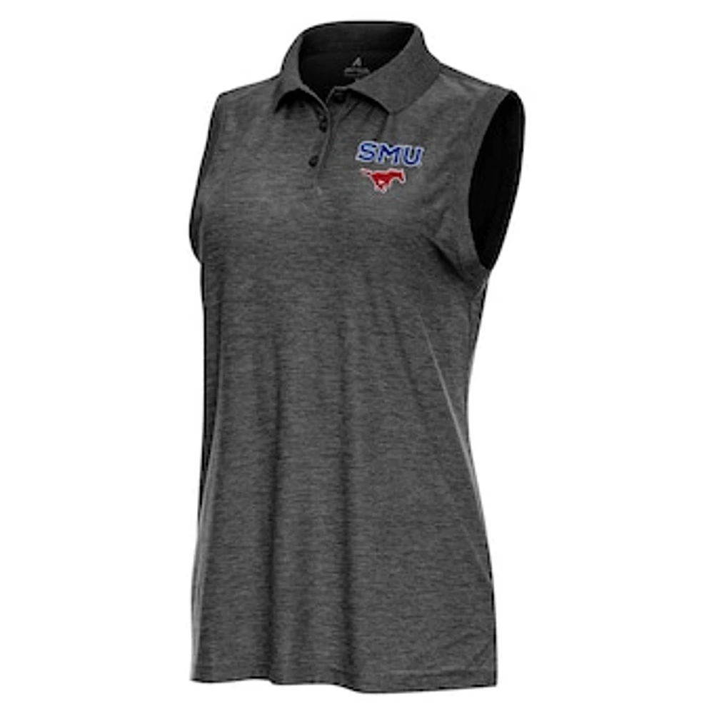 Women's Antigua Heather SMU Mustangs Recap Sleeveless Polo